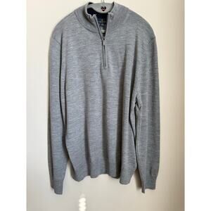 Brooks Brothers Extra Fine Merino Quarter Zip Gray Mens Size Large Quiet Luxury